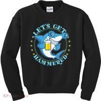 Let's Get Hammered Hammerhead Shark Beer Kids Sweatshirt thumb 0