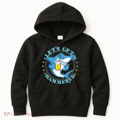 Let's Get Hammered Hammerhead Shark Beer Kids Hoodie