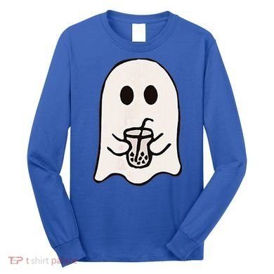 Little Ghost Ice Coffee Happy Halloween Long Sleeve Shirt