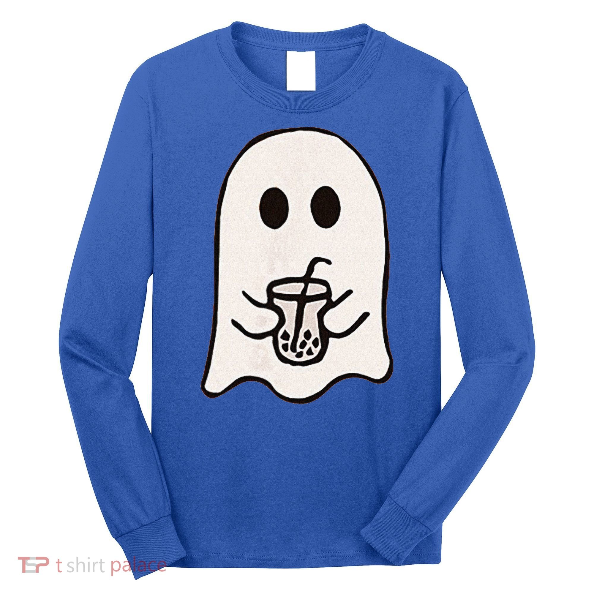 Little Ghost Ice Coffee Happy Halloween Long Sleeve Shirt