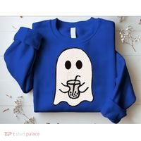 Little Ghost Ice Coffee Happy Halloween Sweatshirt thumb 2