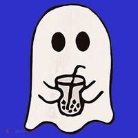 Little Ghost Ice Coffee Happy Halloween Women's Long Sleeve Shirt thumb 2