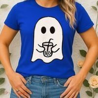 Little Ghost Ice Coffee Happy Halloween Women's T-Shirt thumb 2