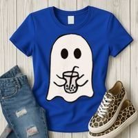 Little Ghost Ice Coffee Happy Halloween Women's T-Shirt thumb 3
