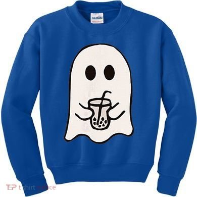 Little Ghost Ice Coffee Happy Halloween Kids Sweatshirt