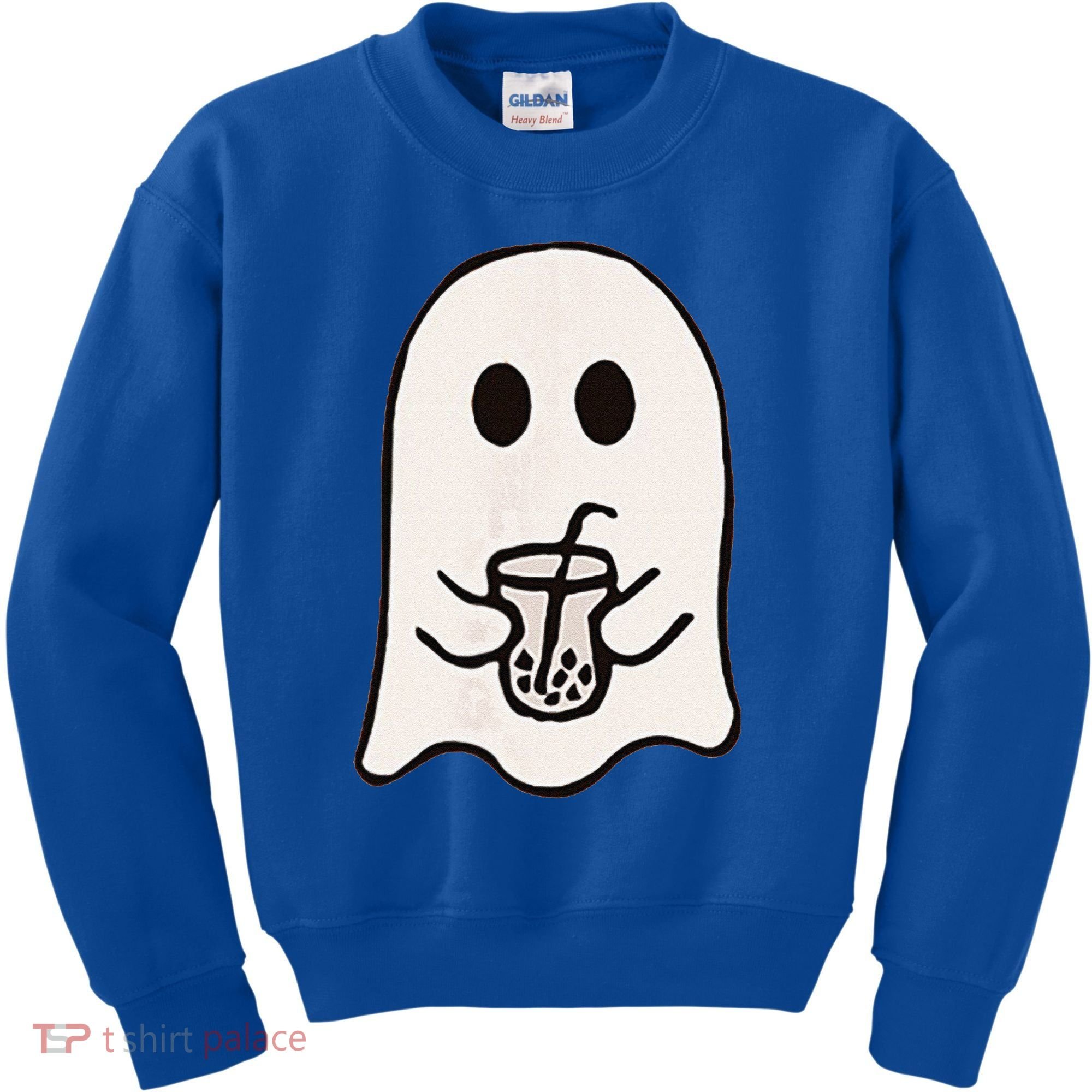 Little Ghost Ice Coffee Happy Halloween Kids Sweatshirt