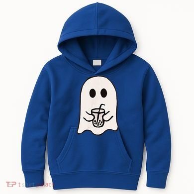Little Ghost Ice Coffee Happy Halloween Kids Hoodie