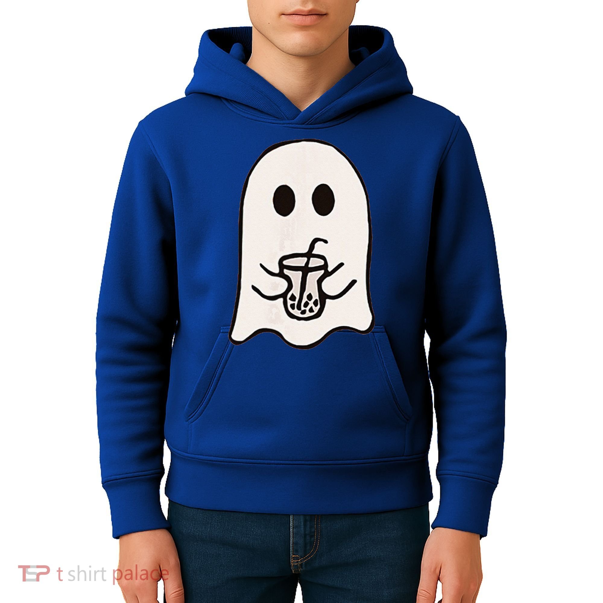 Little Ghost Ice Coffee Happy Halloween Kids Hoodie
