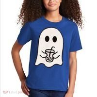 Little Ghost Ice Coffee Happy Halloween Kids T-Shirt thumb 2