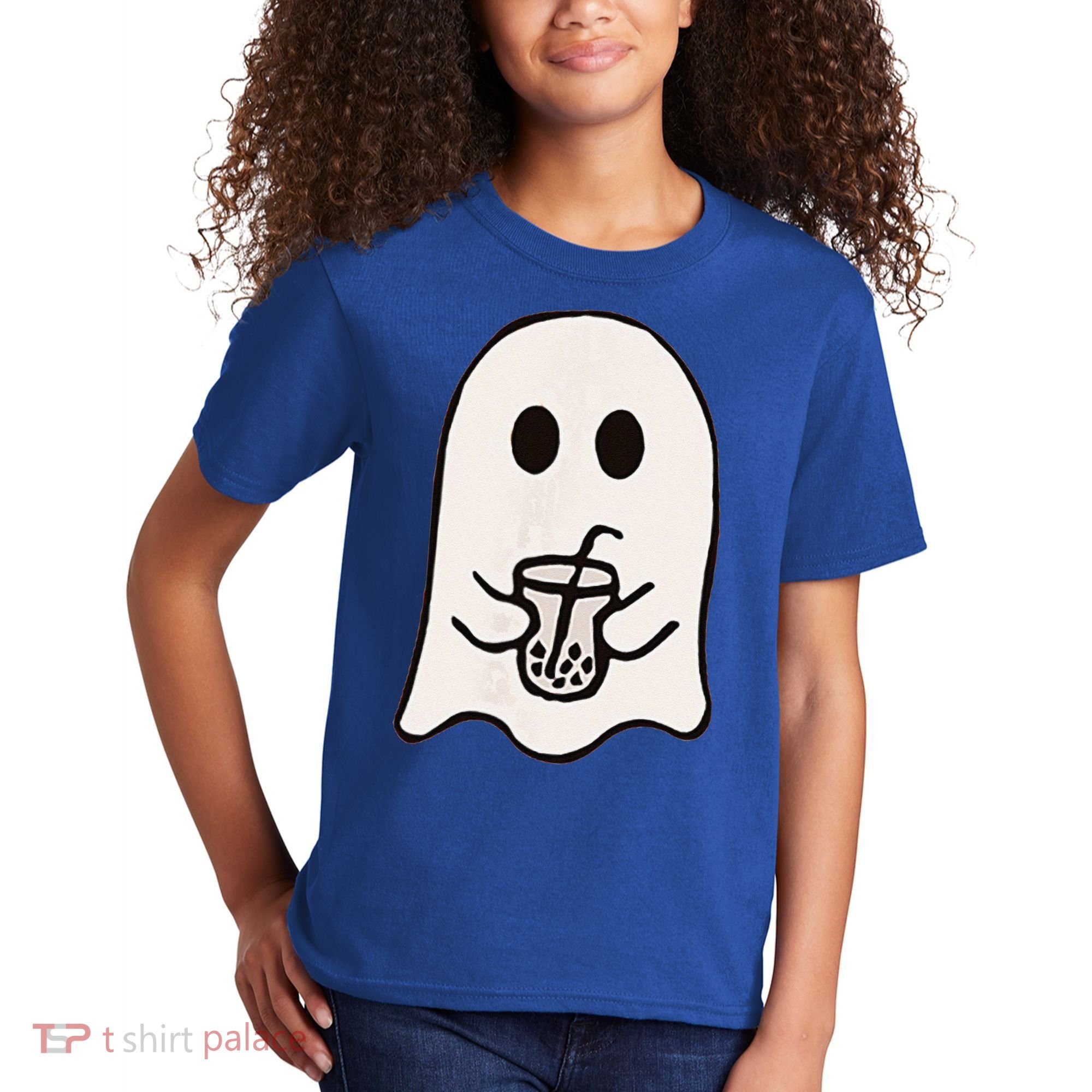 Little Ghost Ice Coffee Happy Halloween Kids T-Shirt