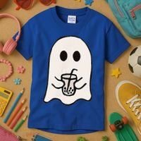 Little Ghost Ice Coffee Happy Halloween Kids T-Shirt thumb 3