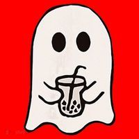 Little Ghost Ice Coffee Happy Halloween Santa Hat thumb 1