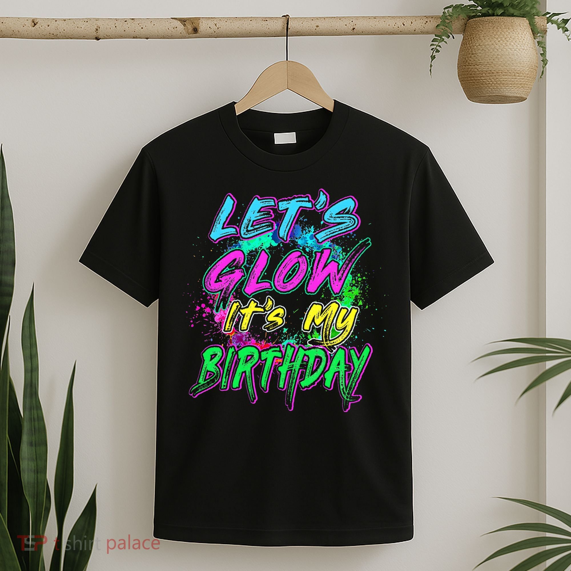 Let's Glow It's My Birthday Glow Party 80s Costume Party T-Shirt