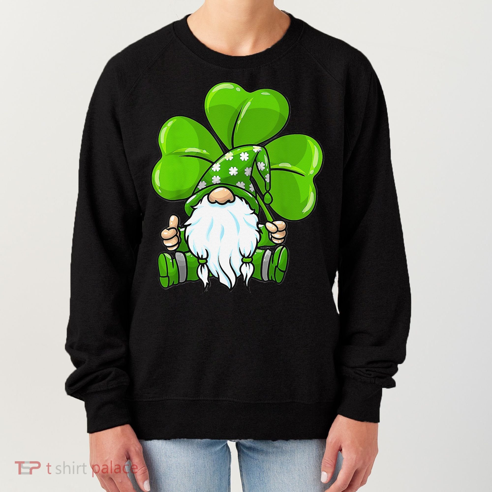 LOVE Gnomes Irish Shamrock St Patrick's Day Women's Sweatshirt