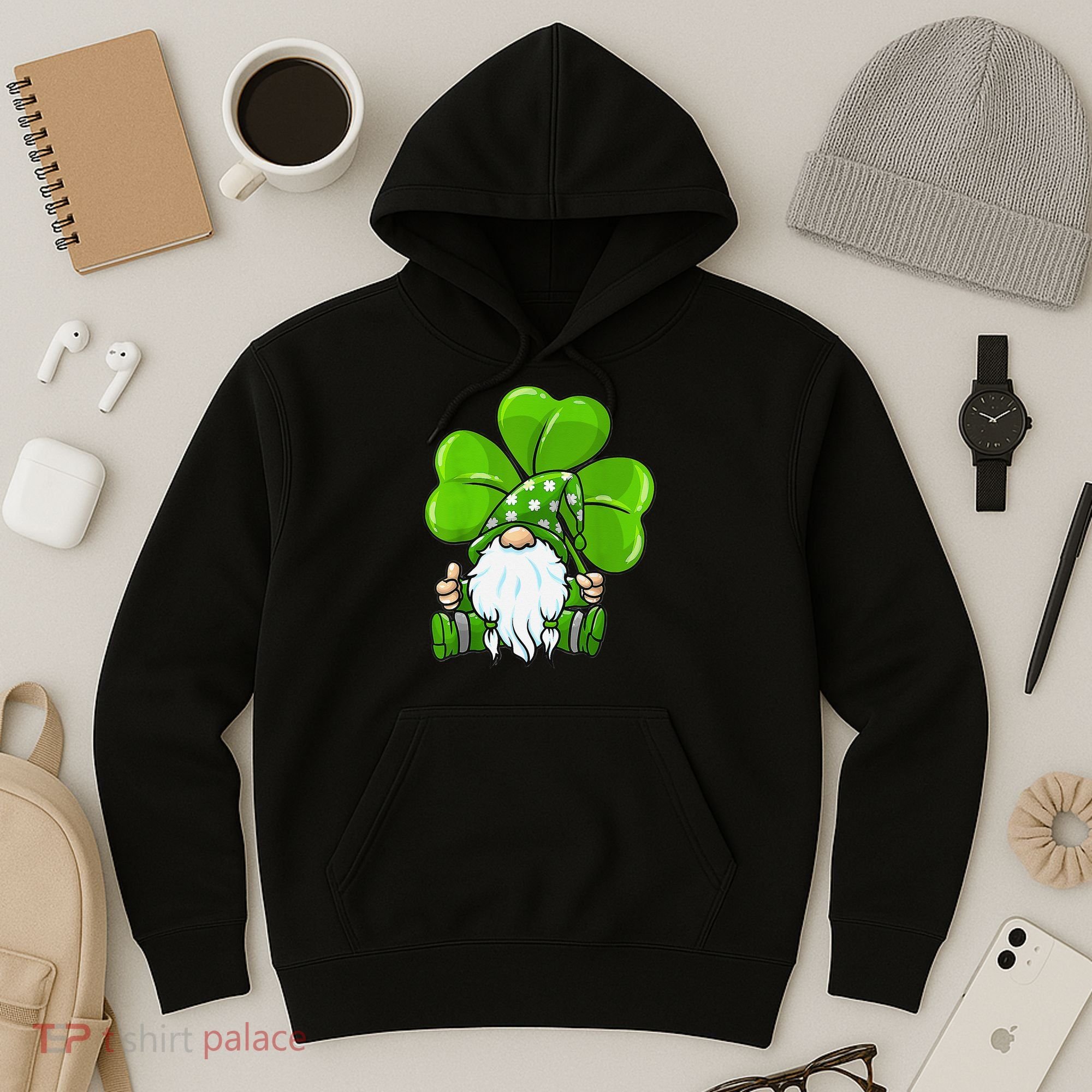 LOVE Gnomes Irish Shamrock St Patrick's Day Hoodie