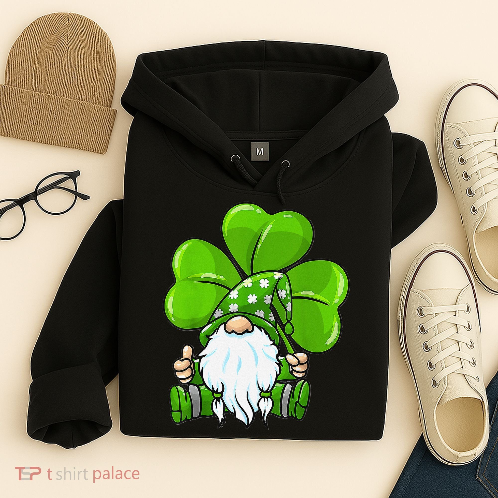 LOVE Gnomes Irish Shamrock St Patrick's Day Hoodie