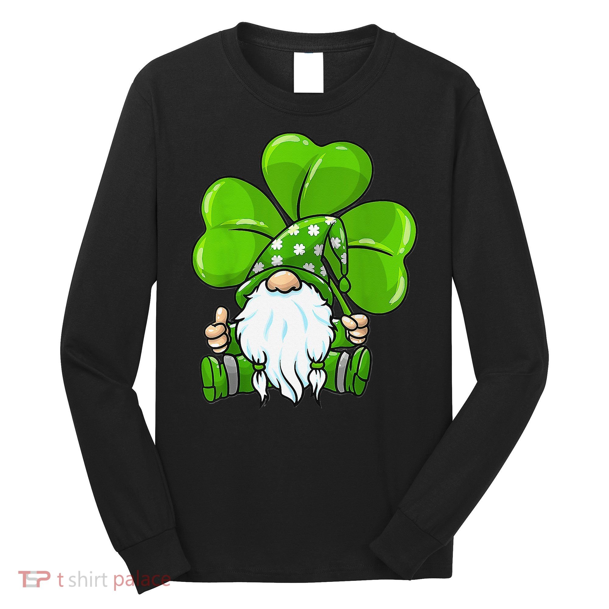 LOVE Gnomes Irish Shamrock St Patrick's Day Long Sleeve Shirt