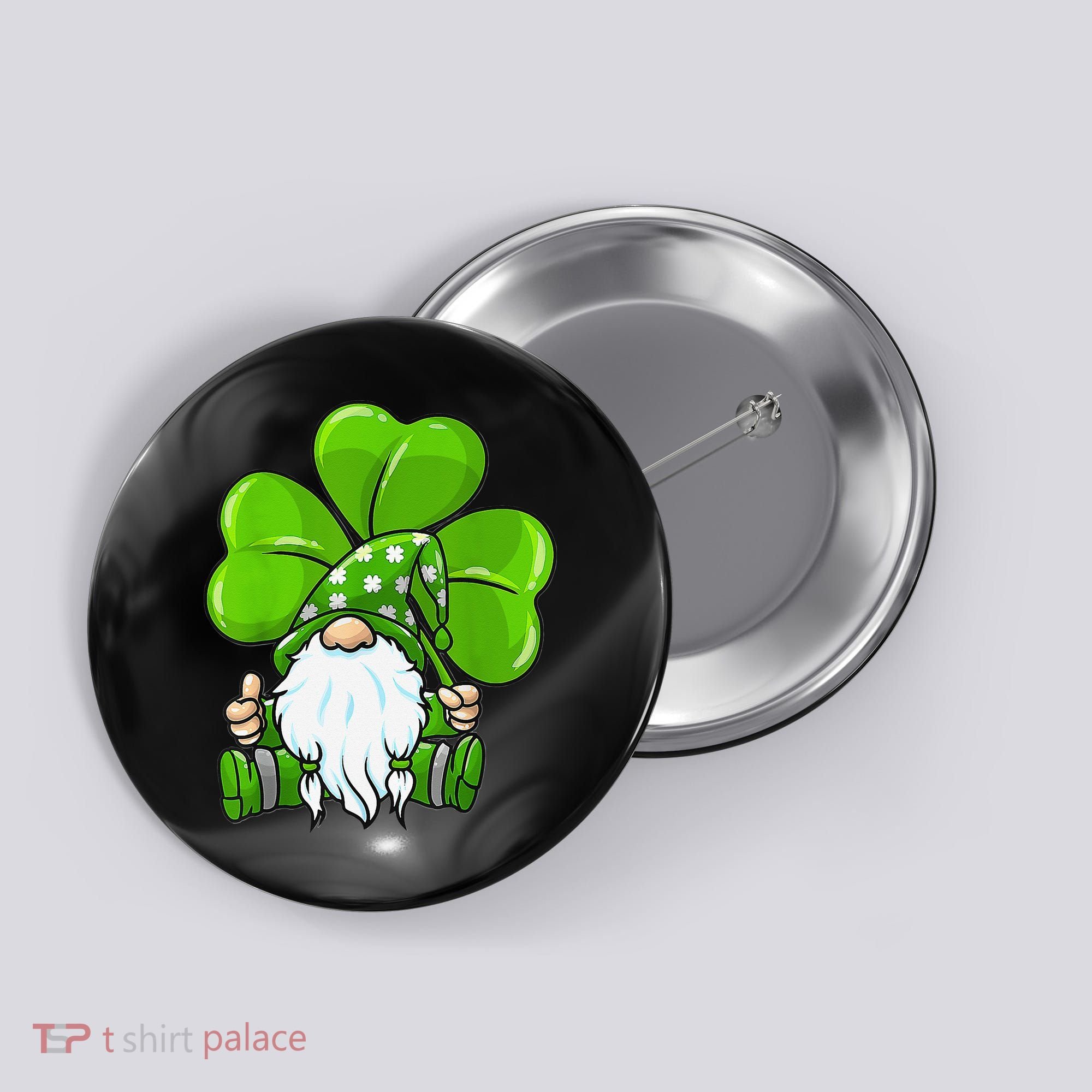 LOVE Gnomes Irish Shamrock St Patrick's Day Button