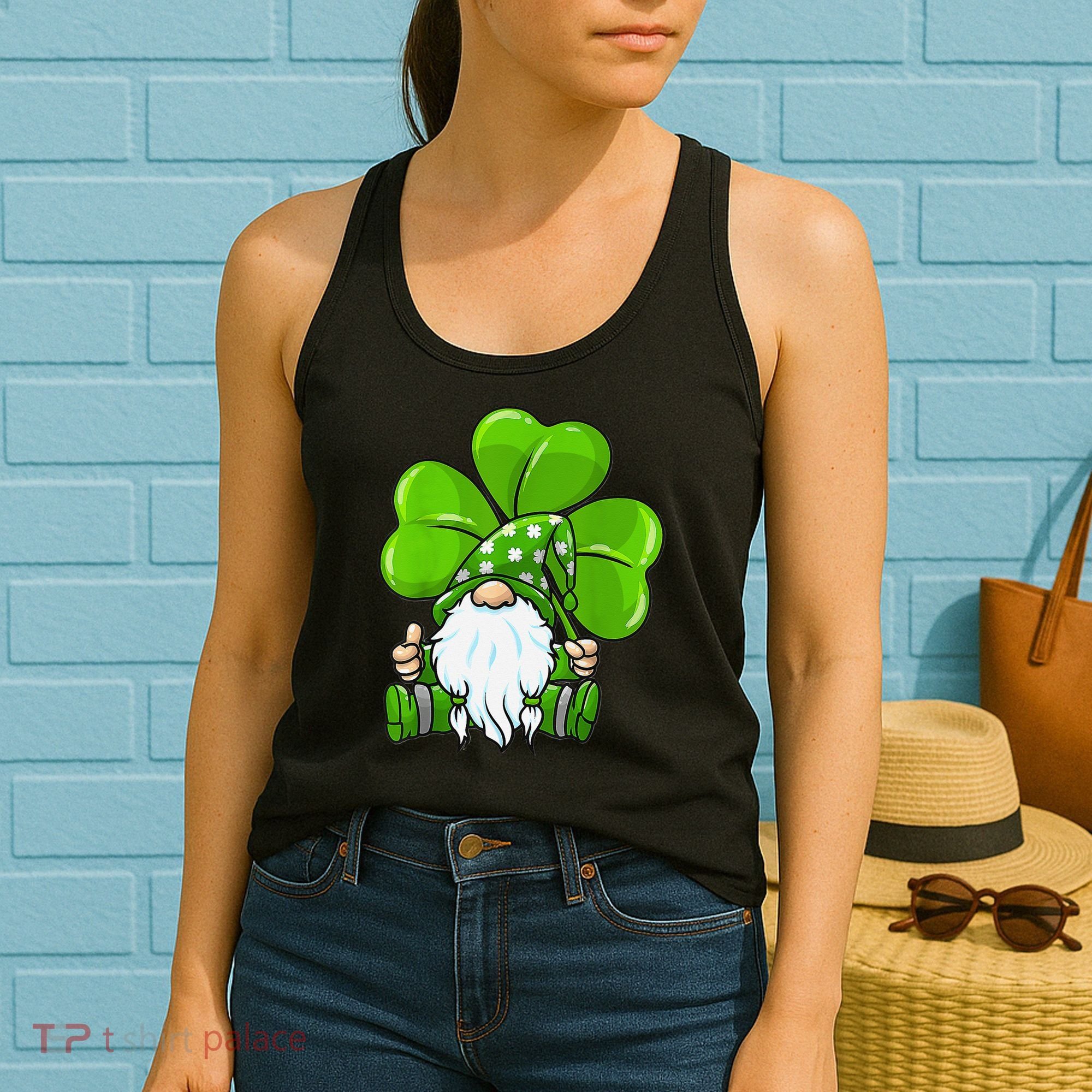 LOVE Gnomes Irish Shamrock St Patrick's Day Women's Tank Top