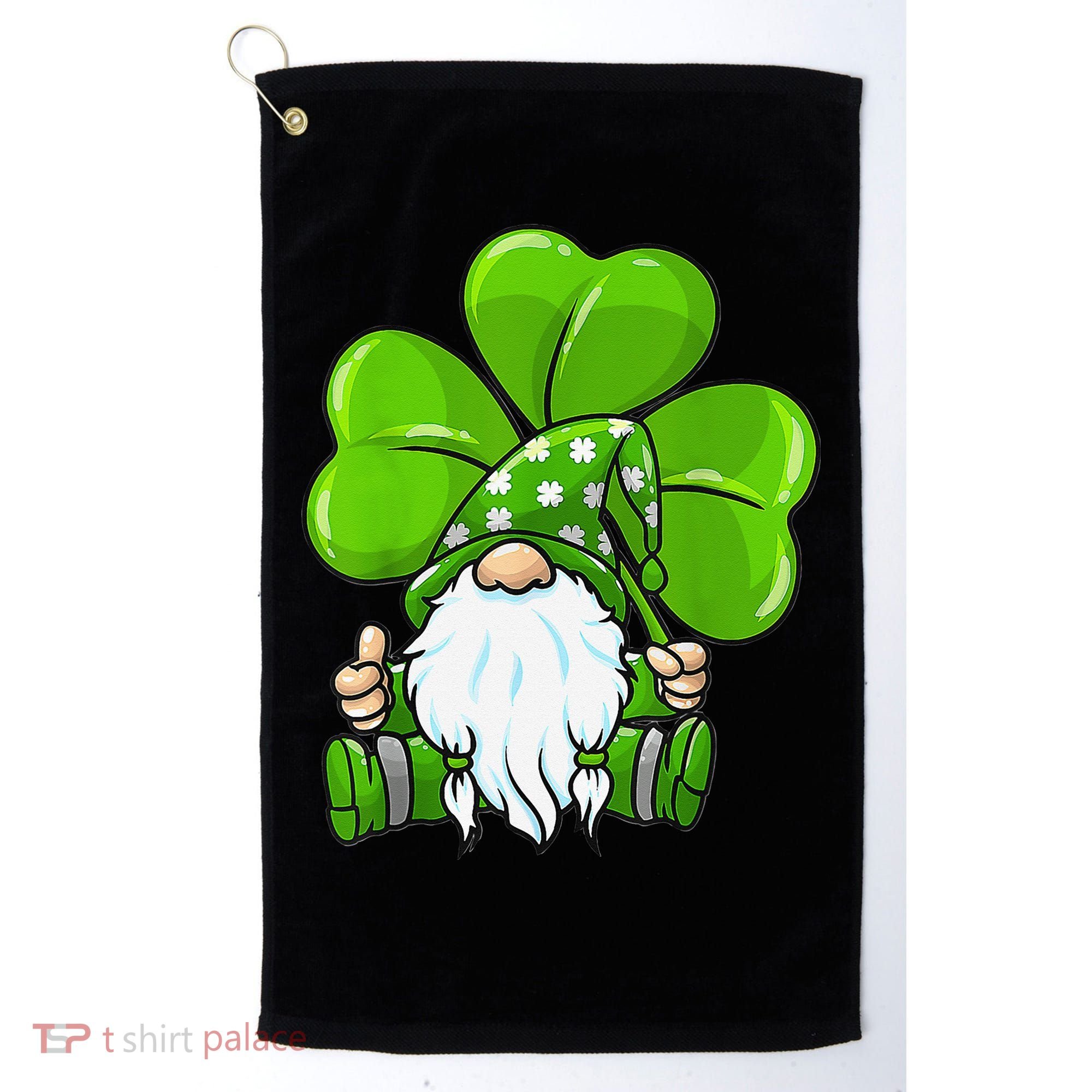 LOVE Gnomes Irish Shamrock St Patrick's Day Golf Towel