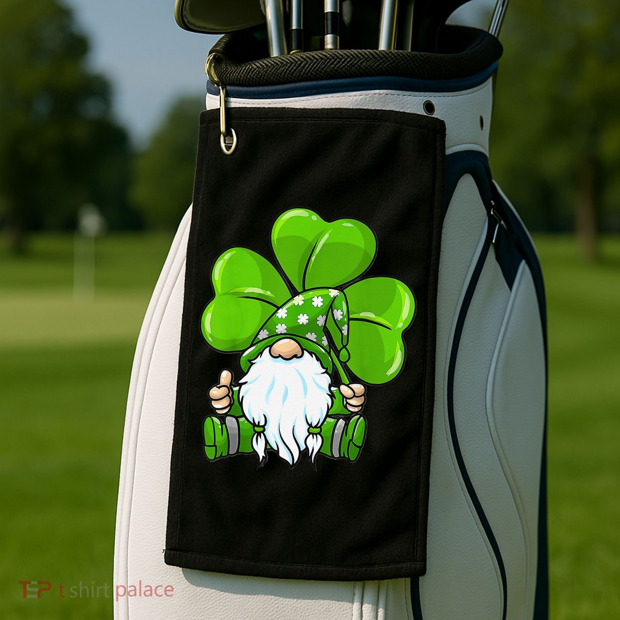 LOVE Gnomes Irish Shamrock St Patrick's Day Golf Towel