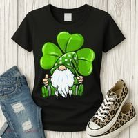 LOVE Gnomes Irish Shamrock St Patrick's Day Women's T-Shirt thumb 3