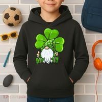 LOVE Gnomes Irish Shamrock St Patrick's Day Kids Hoodie thumb 2