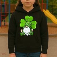 LOVE Gnomes Irish Shamrock St Patrick's Day Kids Hoodie thumb 3