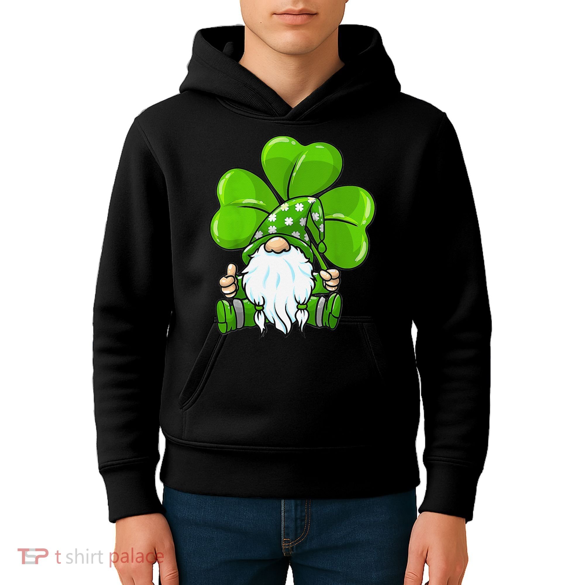 LOVE Gnomes Irish Shamrock St Patrick's Day Kids Hoodie