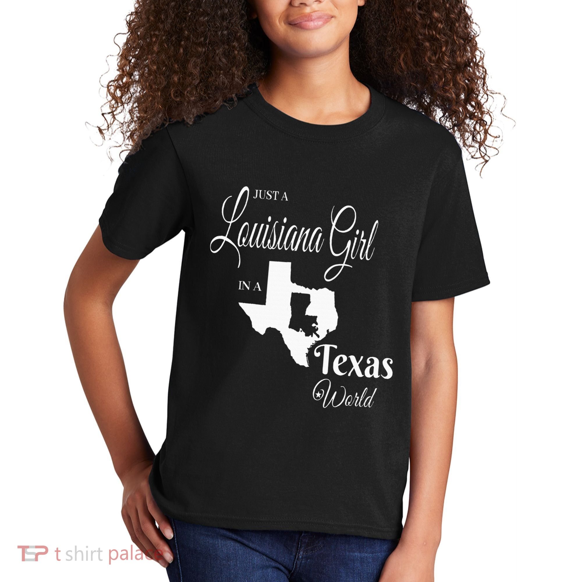  Louisiana Girl In A Texas World Kids T-Shirt