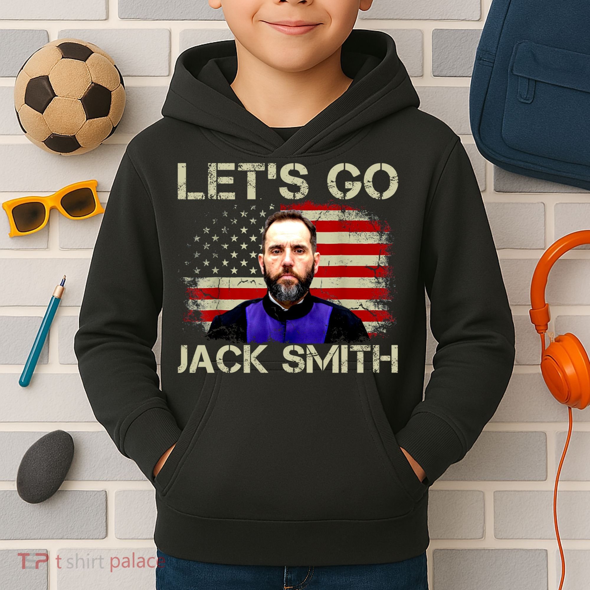 Lets Go Jack Smith For President USA Flag Kids Hoodie