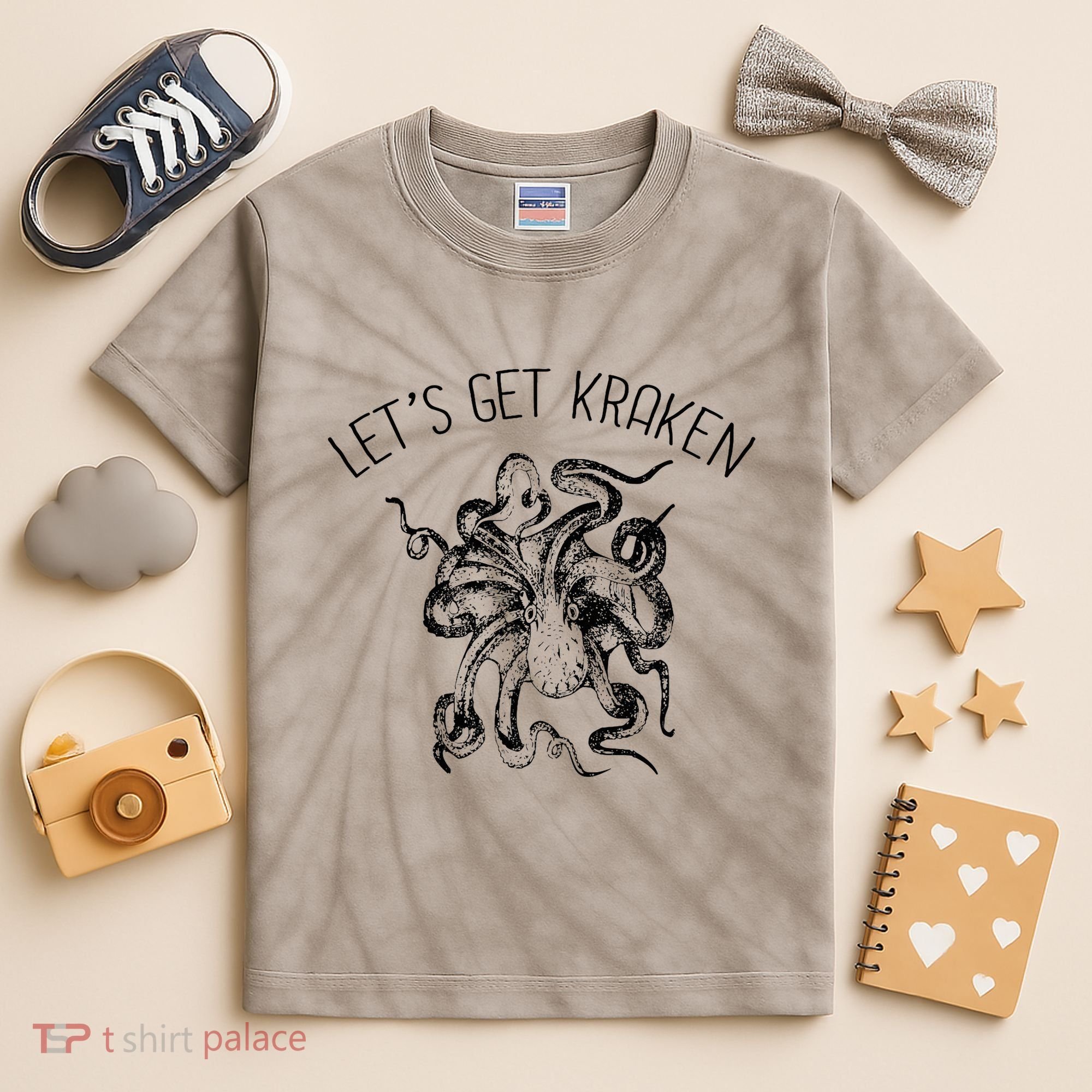 LetS Get Kraken Giant Squid Octopus Funny Pun Kids Tie-Dye T-Shirt