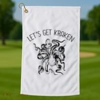 LetS Get Kraken Giant Squid Octopus Funny Pun Golf Towel thumb 1