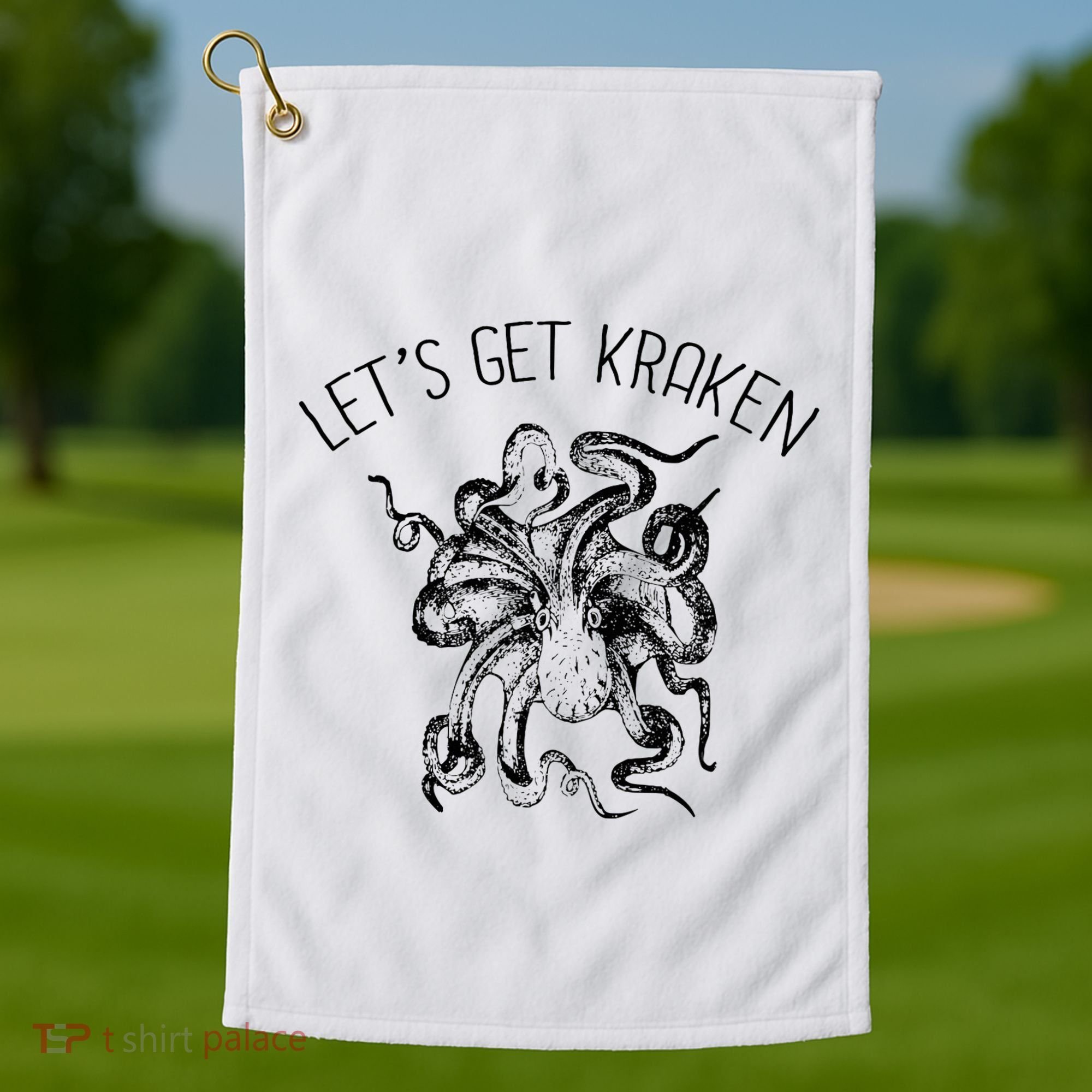 LetS Get Kraken Giant Squid Octopus Funny Pun Golf Towel