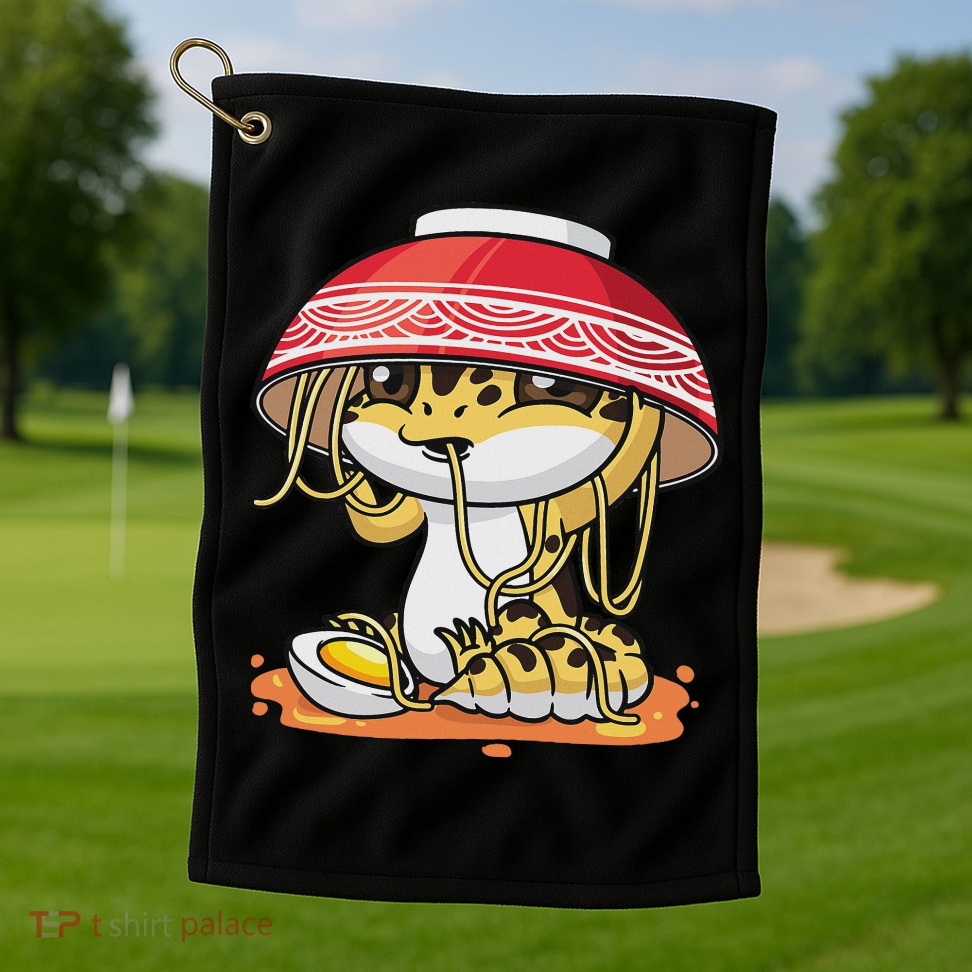 Leopard Gecko Kawaii Lizard Japanese Reptile Ramen Golf Towel