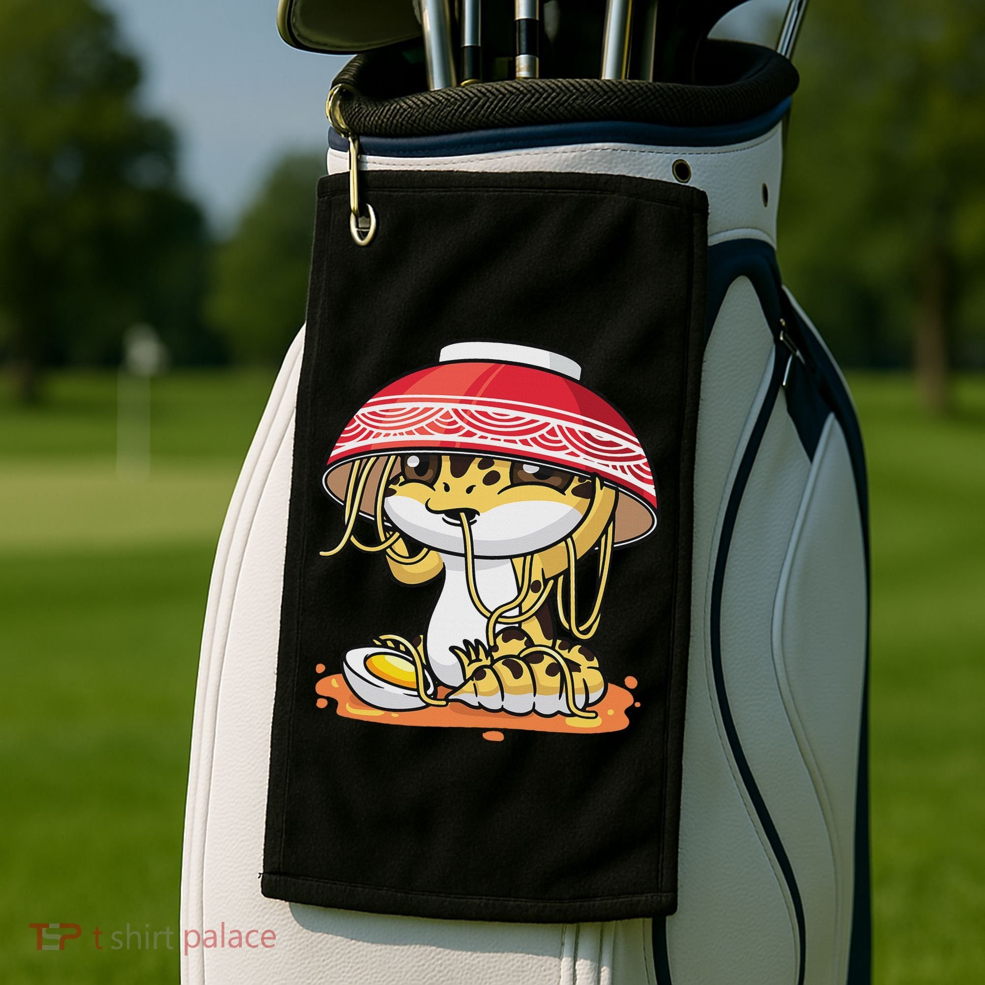 Leopard Gecko Kawaii Lizard Japanese Reptile Ramen Golf Towel