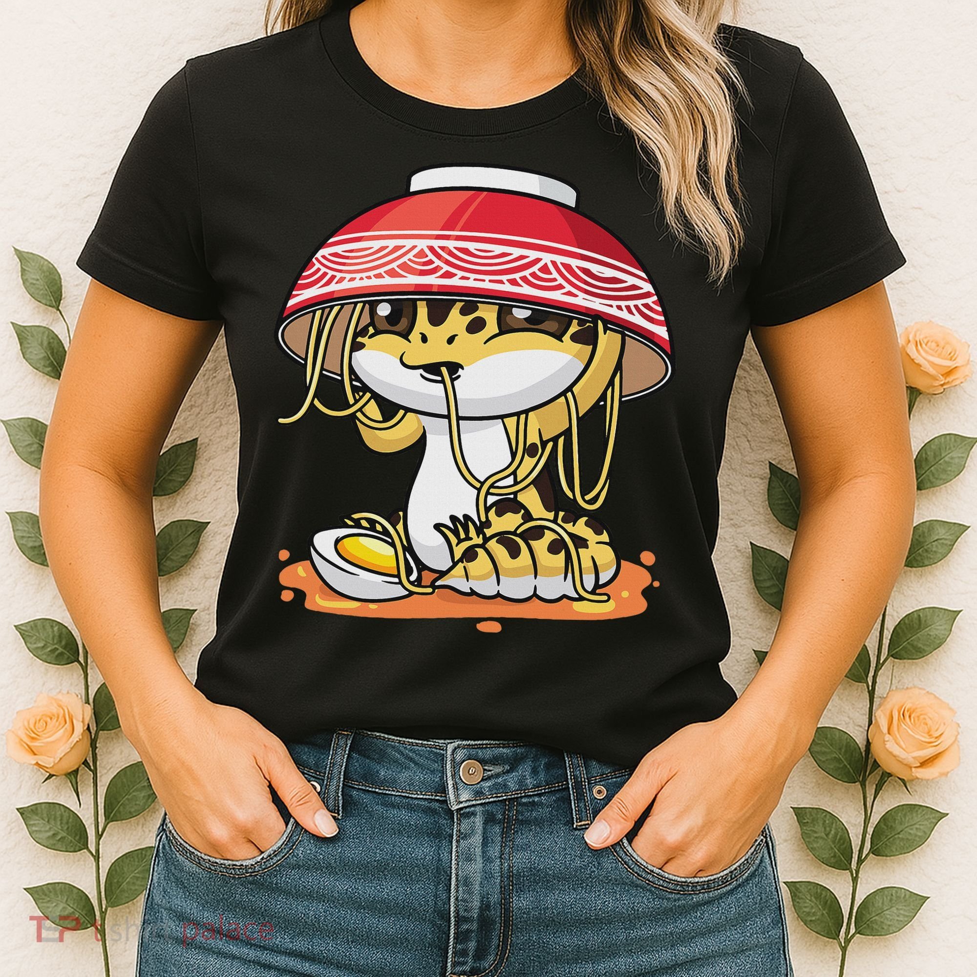 Leopard Gecko Kawaii Lizard Japanese Reptile Ramen Women's T-Shirt