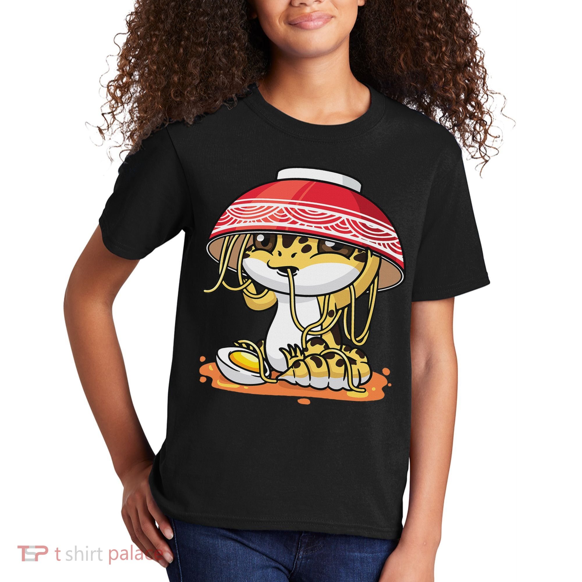 Leopard Gecko Kawaii Lizard Japanese Reptile Ramen Kids T-Shirt
