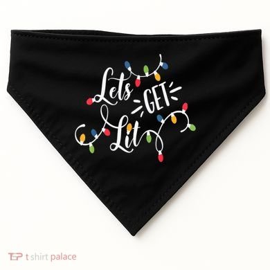 Let's Get Lit Funny Christmas Lights Xmas Maching Pijama TShirt USA-Made Doggie Bandana