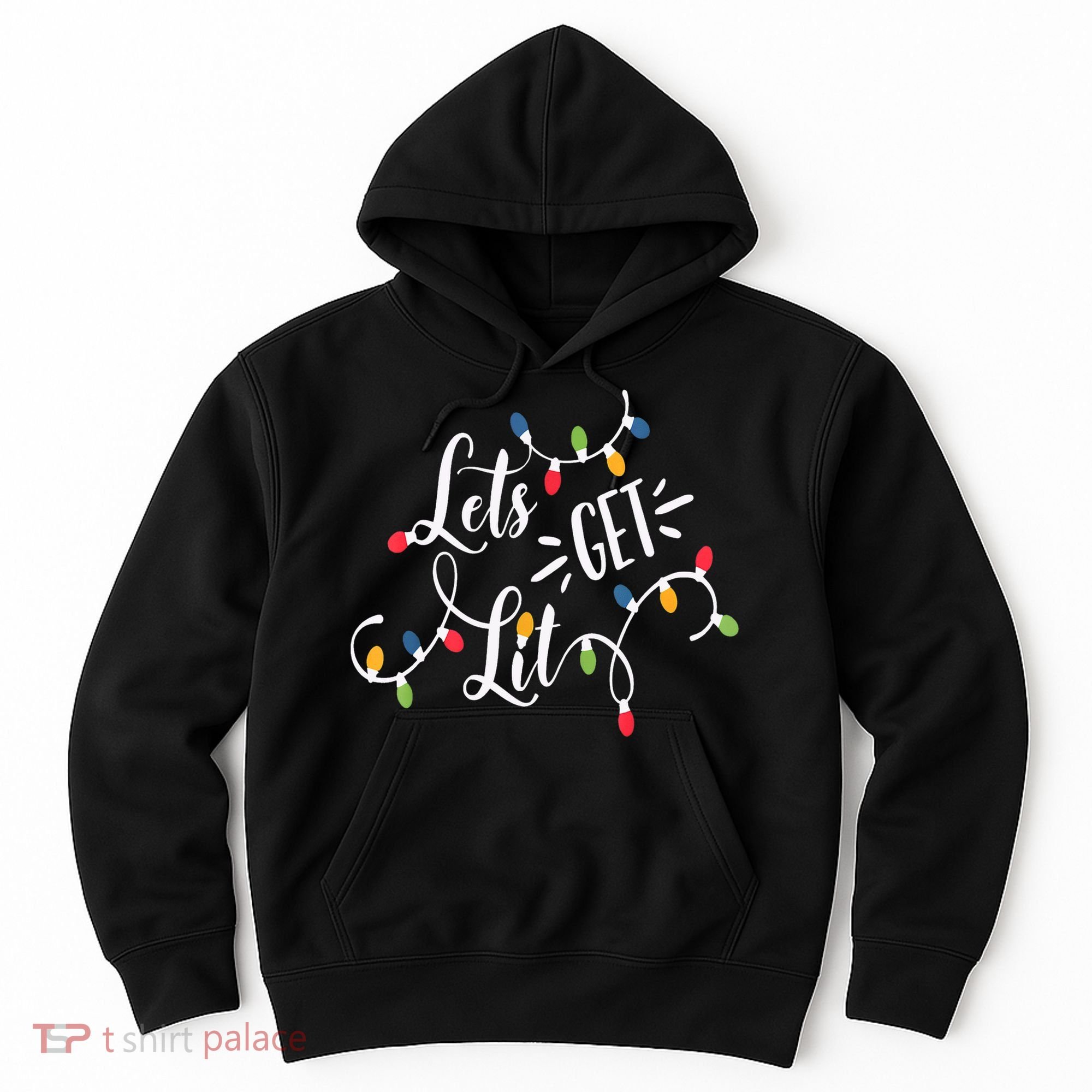 Let's Get Lit Funny Christmas Lights Xmas Maching Pijama TShirt Hoodie