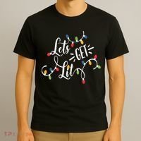 Let's Get Lit Funny Christmas Lights Xmas Maching Pijama TShirt T-Shirt thumb 3