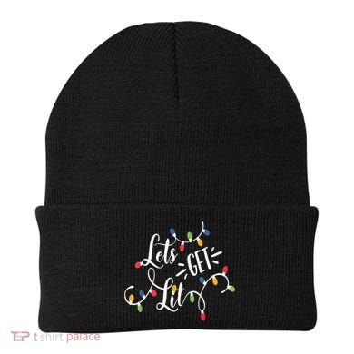 Let's Get Lit Funny Christmas Lights Xmas Maching Pijama TShirt Beanie