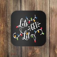 Let's Get Lit Funny Christmas Lights Xmas Maching Pijama TShirt Coaster thumb 0