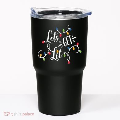Let's Get Lit Funny Christmas Lights Xmas Maching Pijama TShirt Tumbler