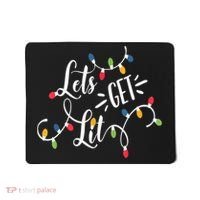 Let's Get Lit Funny Christmas Lights Xmas Maching Pijama TShirt Mousepad thumb 0