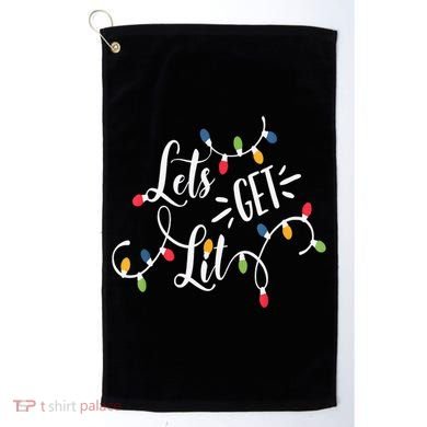 Let's Get Lit Funny Christmas Lights Xmas Maching Pijama TShirt Golf Towel