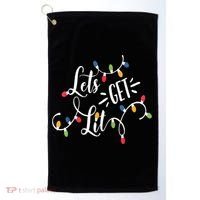 Let's Get Lit Funny Christmas Lights Xmas Maching Pijama TShirt Golf Towel thumb 0