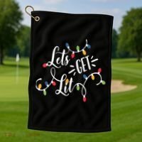 Let's Get Lit Funny Christmas Lights Xmas Maching Pijama TShirt Golf Towel thumb 1