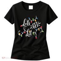 Let's Get Lit Funny Christmas Lights Xmas Maching Pijama TShirt Women's T-Shirt thumb 0