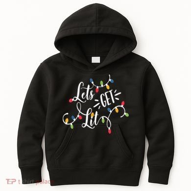 Let's Get Lit Funny Christmas Lights Xmas Maching Pijama TShirt Kids Hoodie